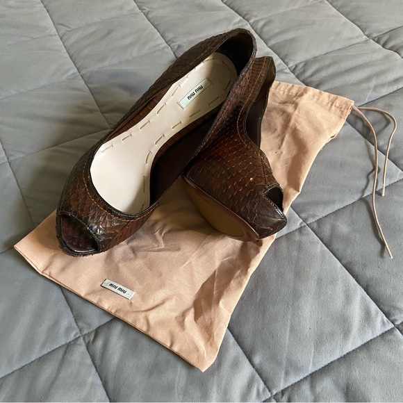 Miu Miu Python Peeptoe Platform Heels - Picture 5 of 14